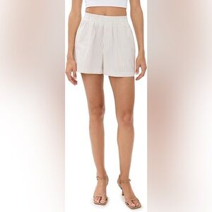 GOOD AMERICAN Stripe Stretch Waist Cotton Poplin Shorts